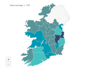 爱尔兰北部和西部的平均可支配收入比国家平均水平低3,240欧元