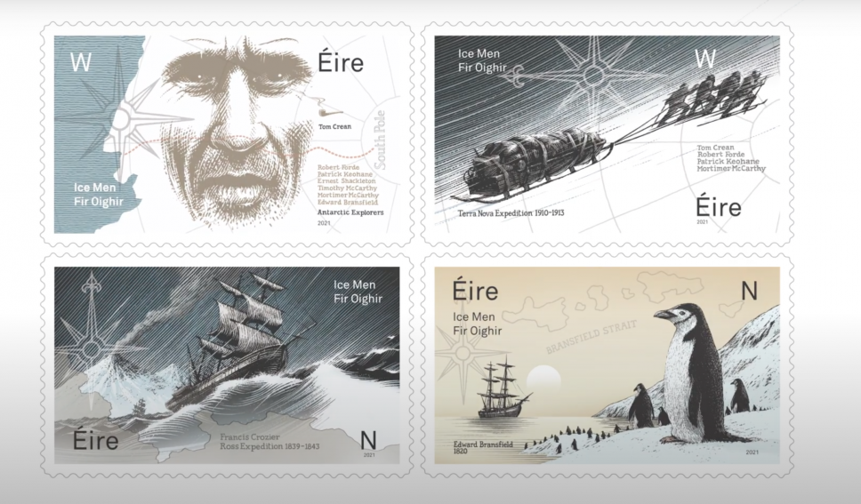爱尔兰邮政发行了一套新邮票，以纪念爱尔兰探险家的南极探险