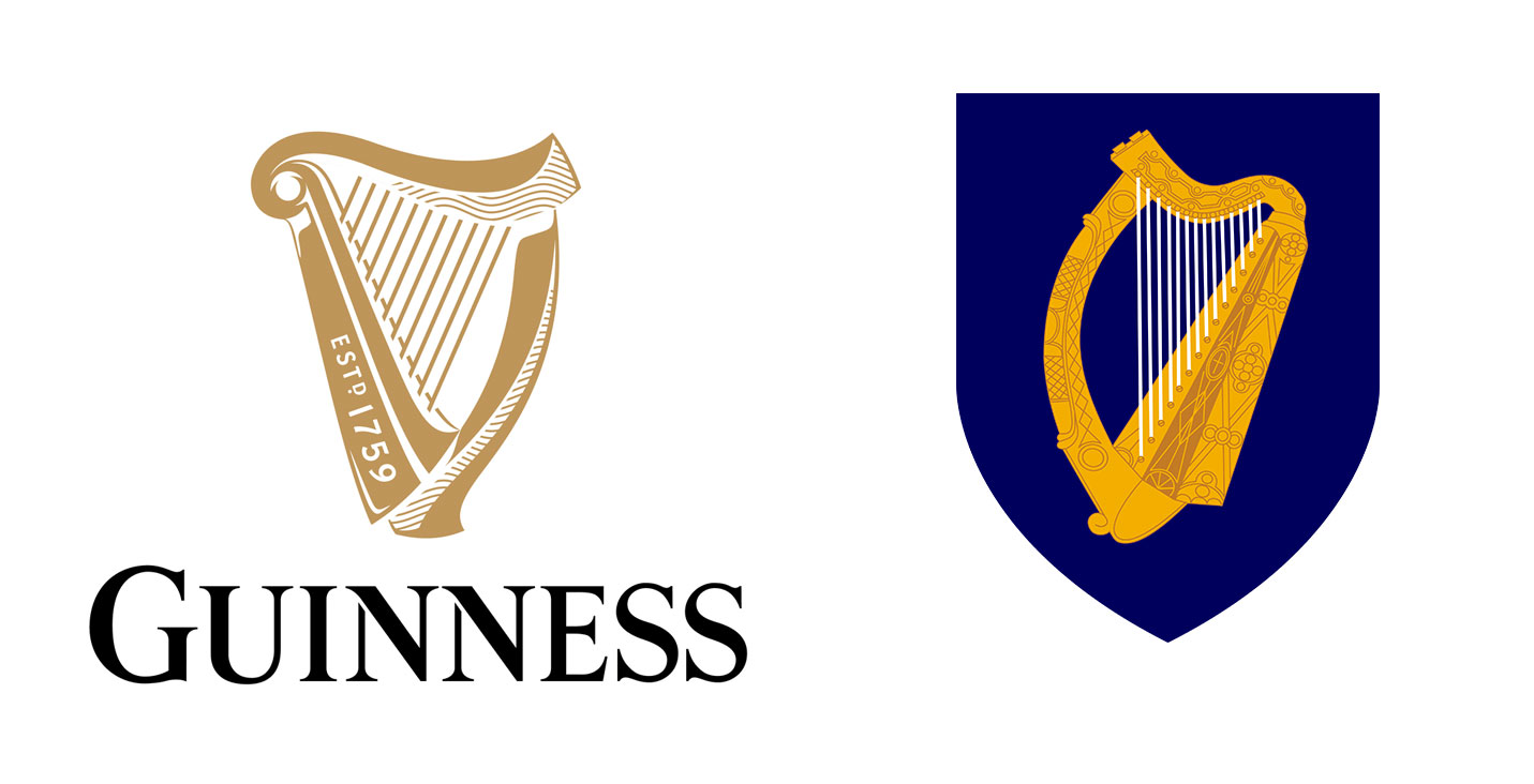 因为吉尼斯的注册商标是竖琴爱尔兰政府不得不将国徽翻个面儿