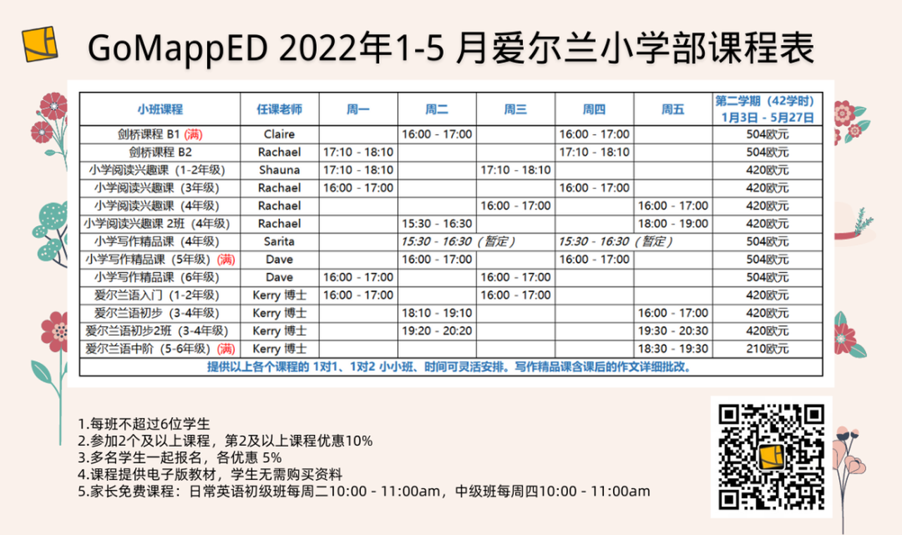 2022年1-5月爱尔兰中小学在线课程介绍