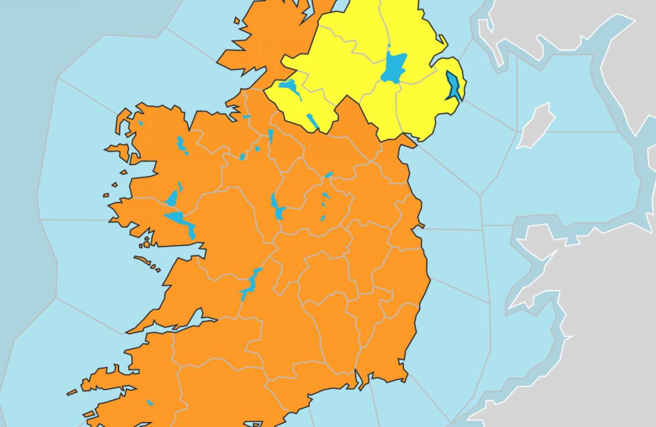 橙色状态：爱尔兰气象局升级了爱尔兰的雷暴警告