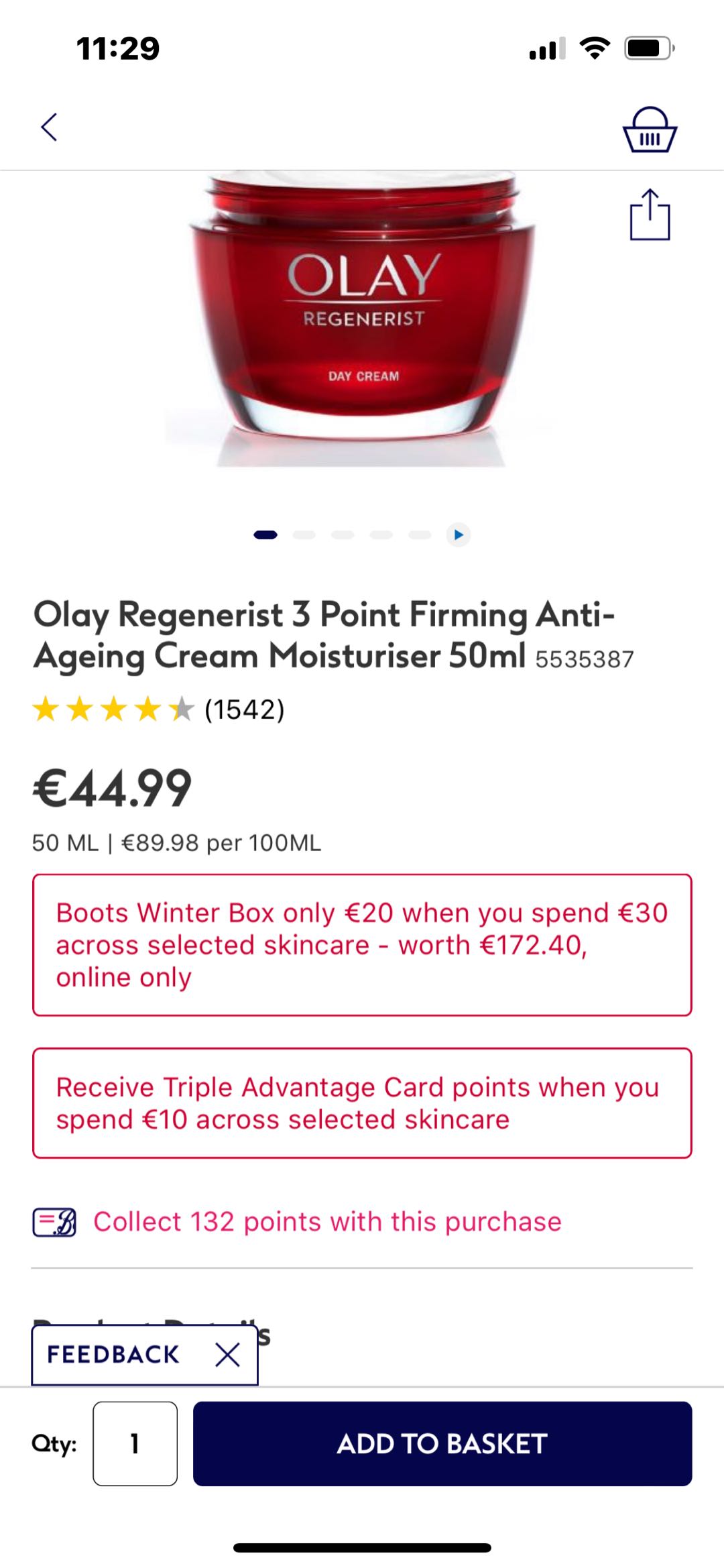 特价22€一瓶50毫升面霜