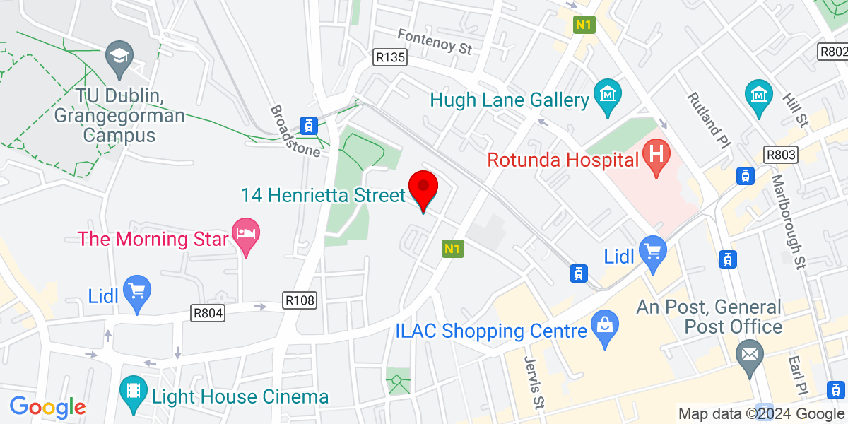 爱尔兰都柏林 1 区 Henrietta Street 14 Henrietta Street 的谷歌地图