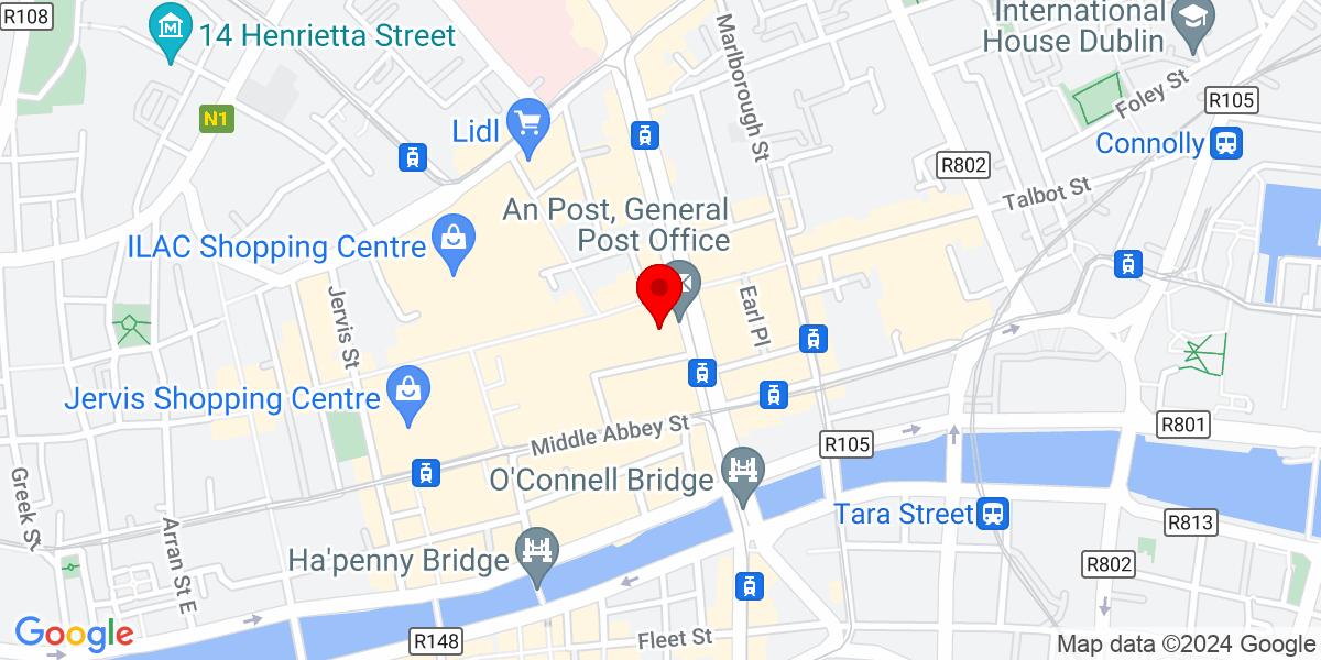 爱尔兰都柏林北城下奥康奈尔街 1 号都柏林邮政总局谷歌地图