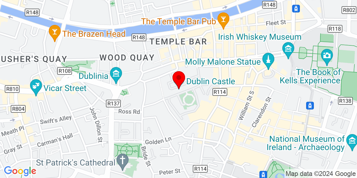 爱尔兰都柏林 2 区 Dame Street 都柏林城堡谷歌地图