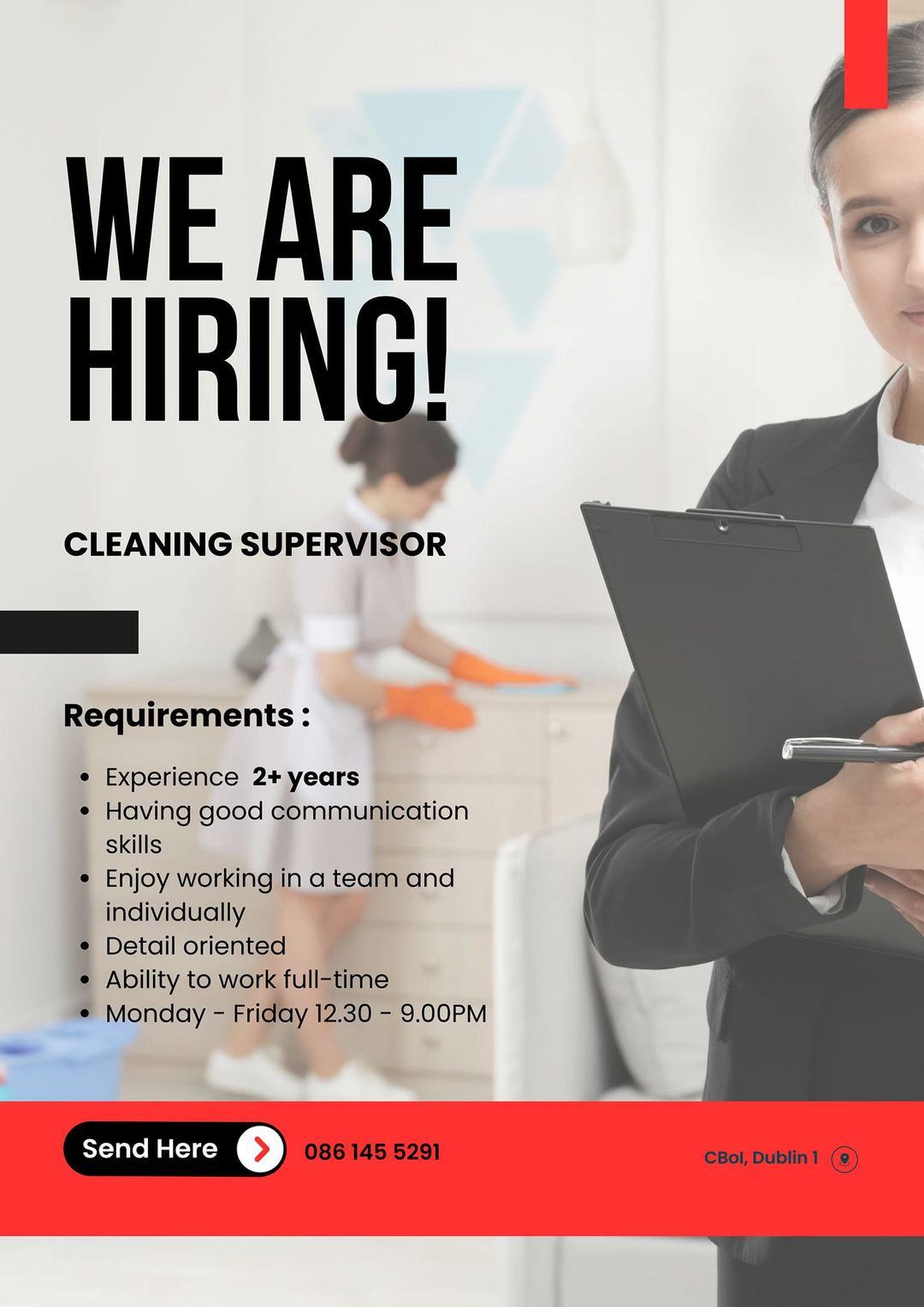 Cleaning supervisor needed