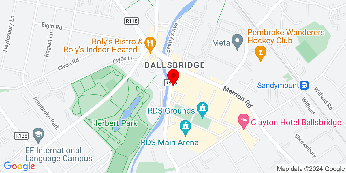 爱尔兰都柏林 4 区 Ballsbridge Anglesea Road 皇家都柏林学会谷歌地图