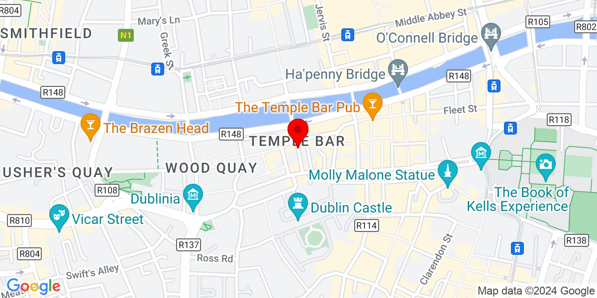 爱尔兰都柏林 Temple Bar 区议会街谷歌地图