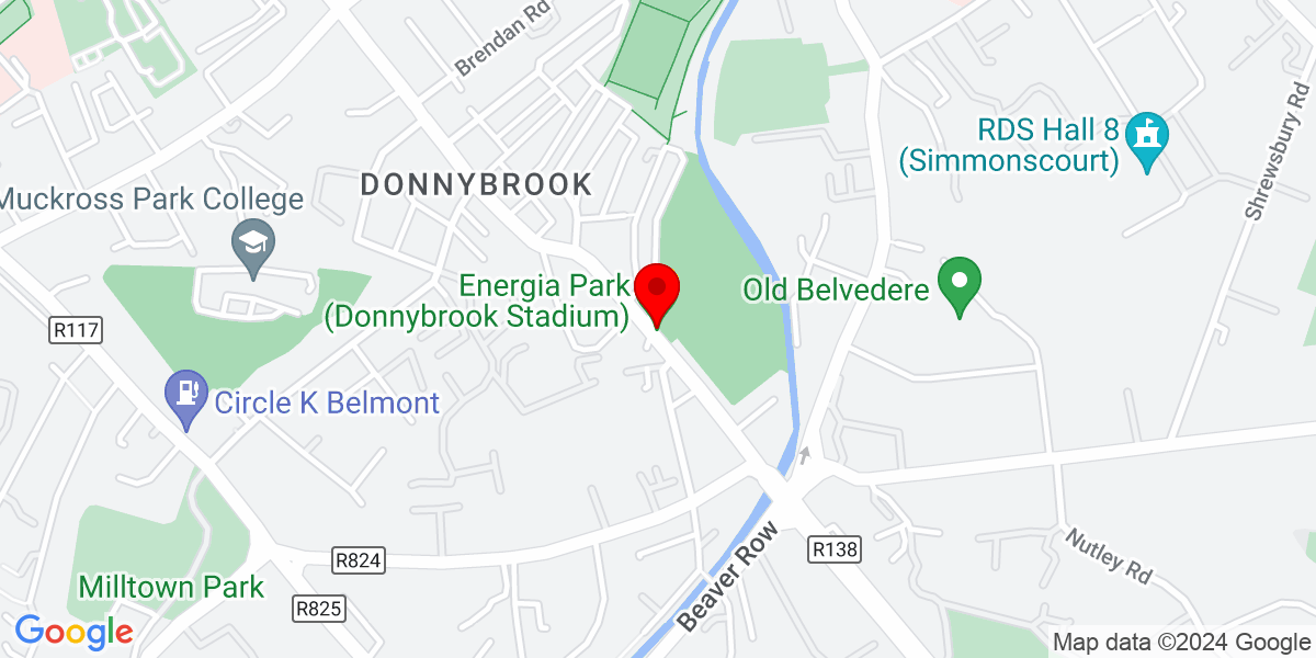 爱尔兰都柏林 4 区 Donnybrook 路 Energia 公园（Donnybrook 体育场）谷歌地图