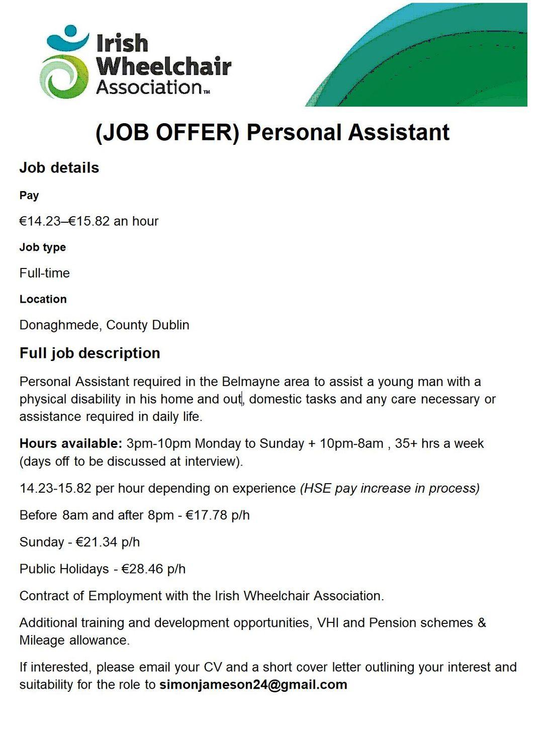 Job offer under IWA employment