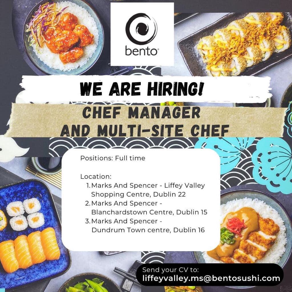 We’re hiring sushi chef Bento at M&S  send your cv to Liffeyvalley.ms@bentos...