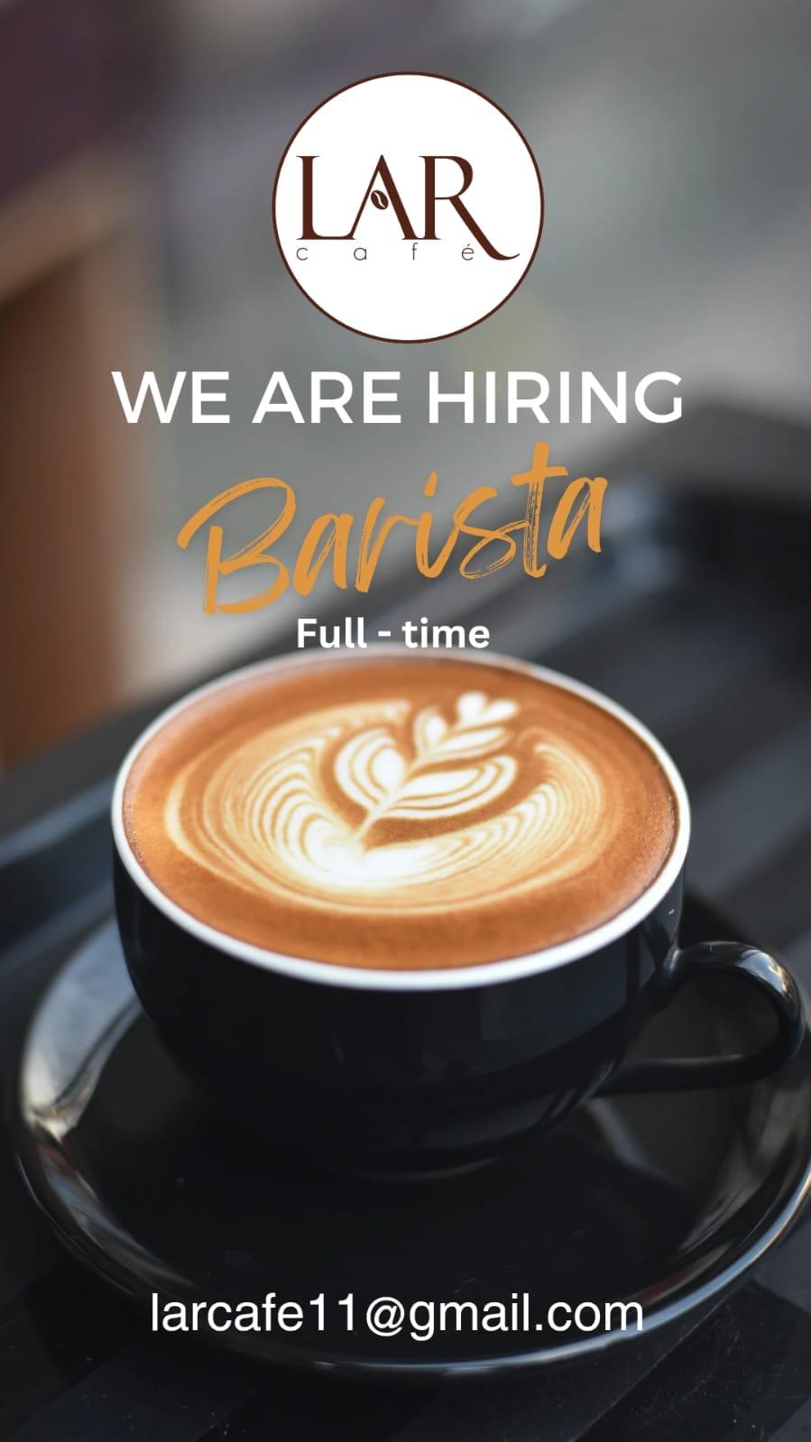 Full time Barista
 Salary €14 - €16 depends of experience
 30 min lunch paid
 Fo...