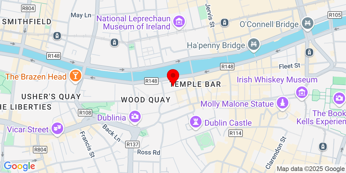 谷歌地图 Smock Alley Theatre, 1662, Exchange Street Lower, Temple Bar, Dublin 8, Ireland