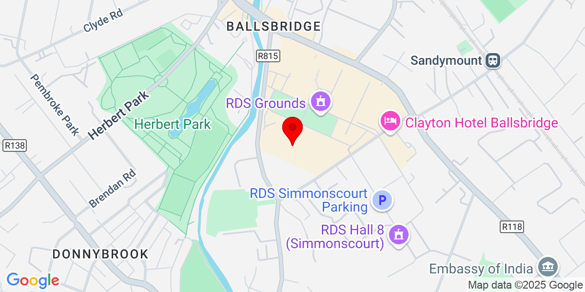 Google Map of RDS Main Arena，Merrion Road，Ballsbridge，都柏林4，爱尔兰