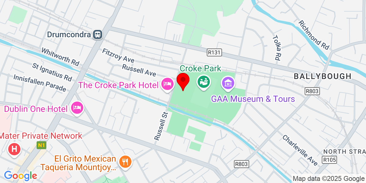 爱尔兰的都柏林Drumcondra Croke Park Croke Park会议中心的Google Map of Croke Park会议中心