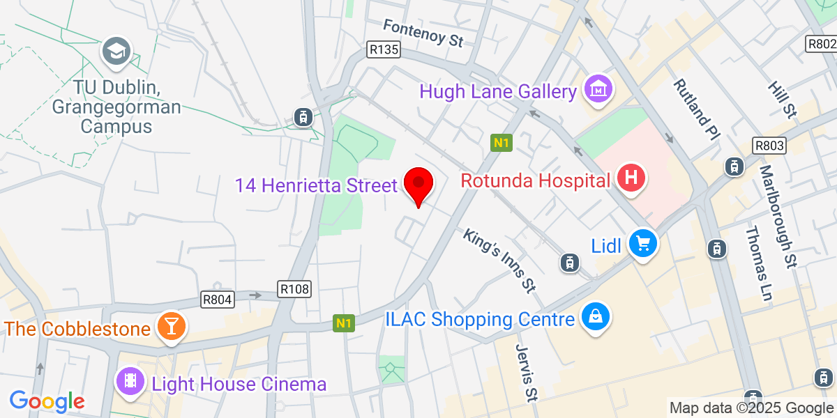 爱尔兰都柏林Inns Quay Henrietta Street 14号的Google Map