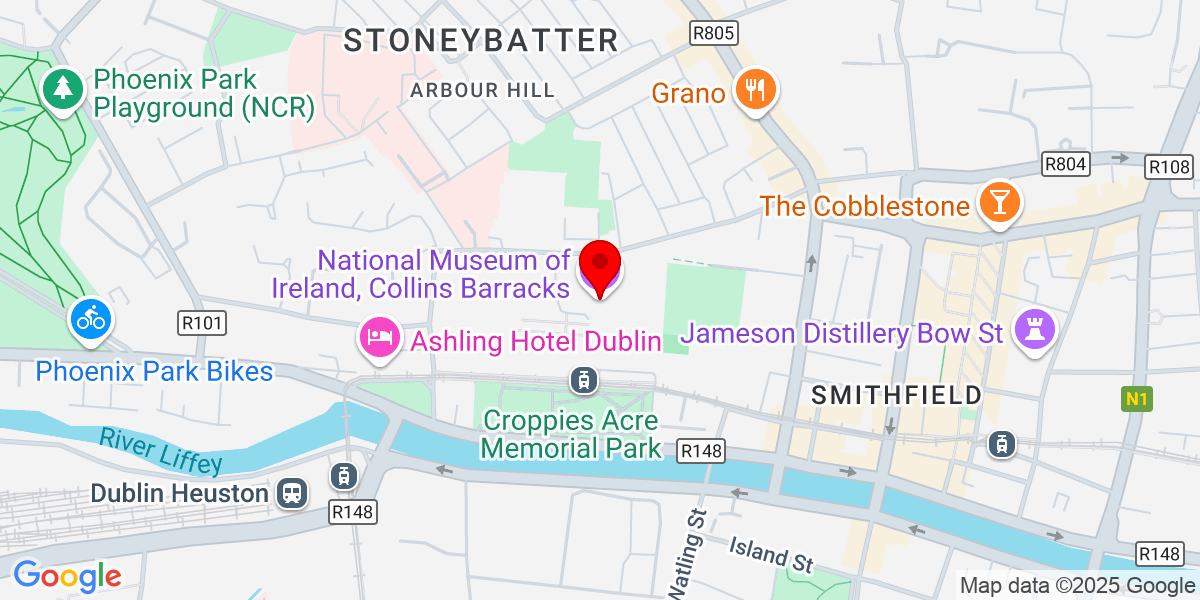 爱尔兰国家博物馆的Google Map of National Museum，Collins Barracks，Benburb Street，Stoneybatter，都柏林，爱尔兰