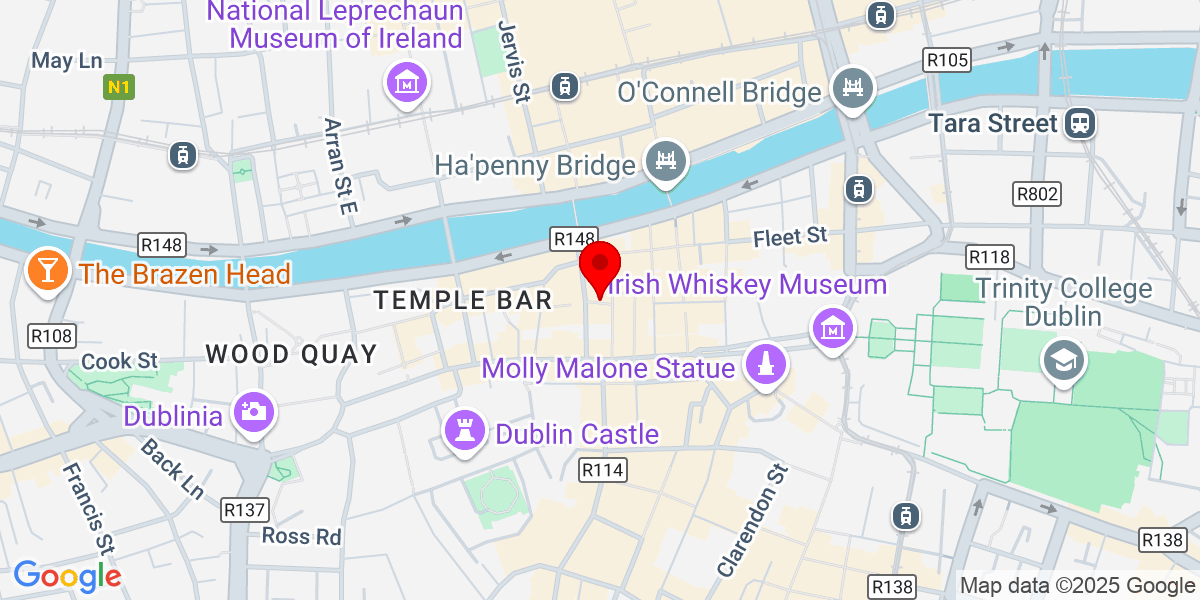 Google Map of Button Factory，Curved Street，Temple Bar，都柏林，爱尔兰