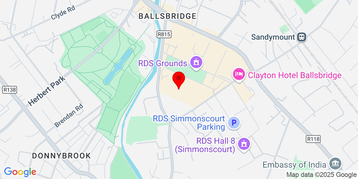 Google Map of RDS Main Arena，Merrion Road，Ballsbridge，都柏林4，爱尔兰