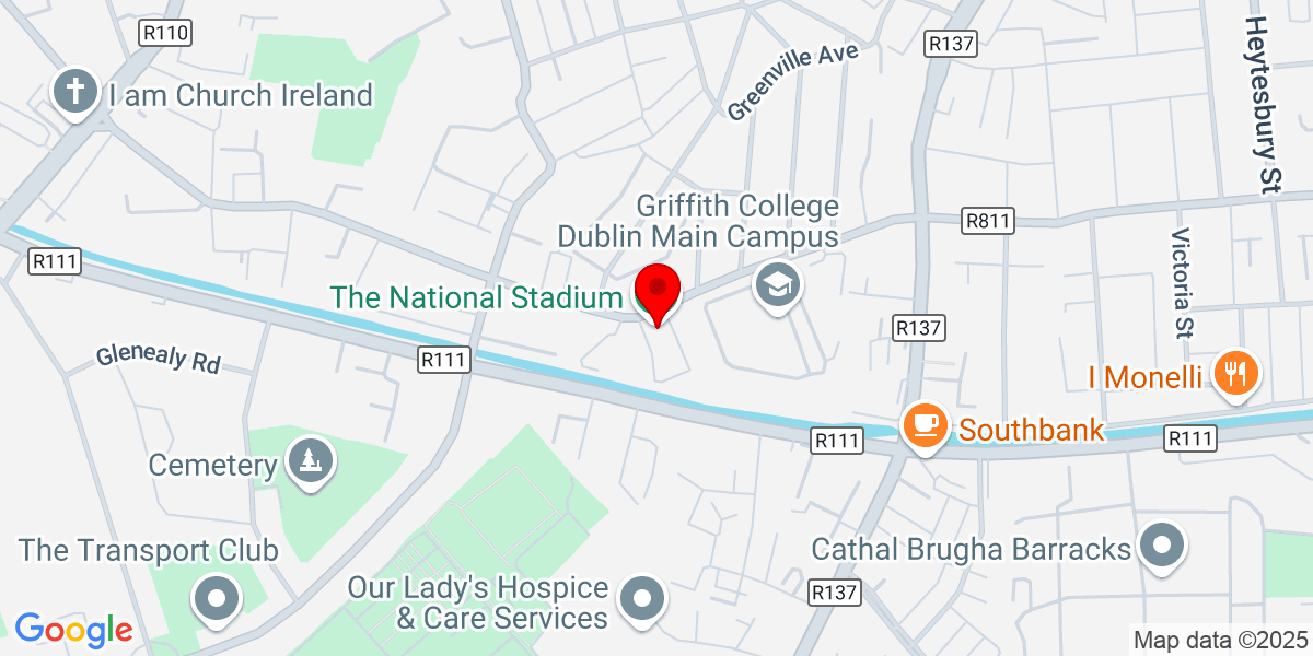 爱尔兰都柏林南圆形路国家体育场的Google Map of National Stadium