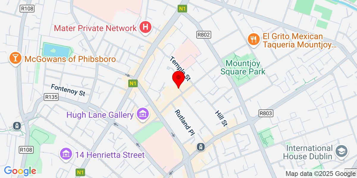 丹麦街巨大的O'Reilly Theatre的Google Map of O'Reilly Theatre，圆形大厅，都柏林1号，爱尔兰1