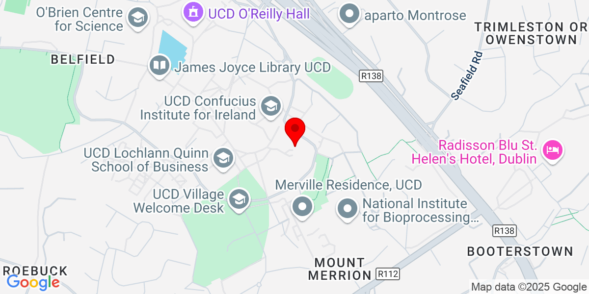 贝尔菲尔德，校园，都柏林大学，贝尔菲尔德，都柏林，爱尔兰的Google Map of Belfield地图